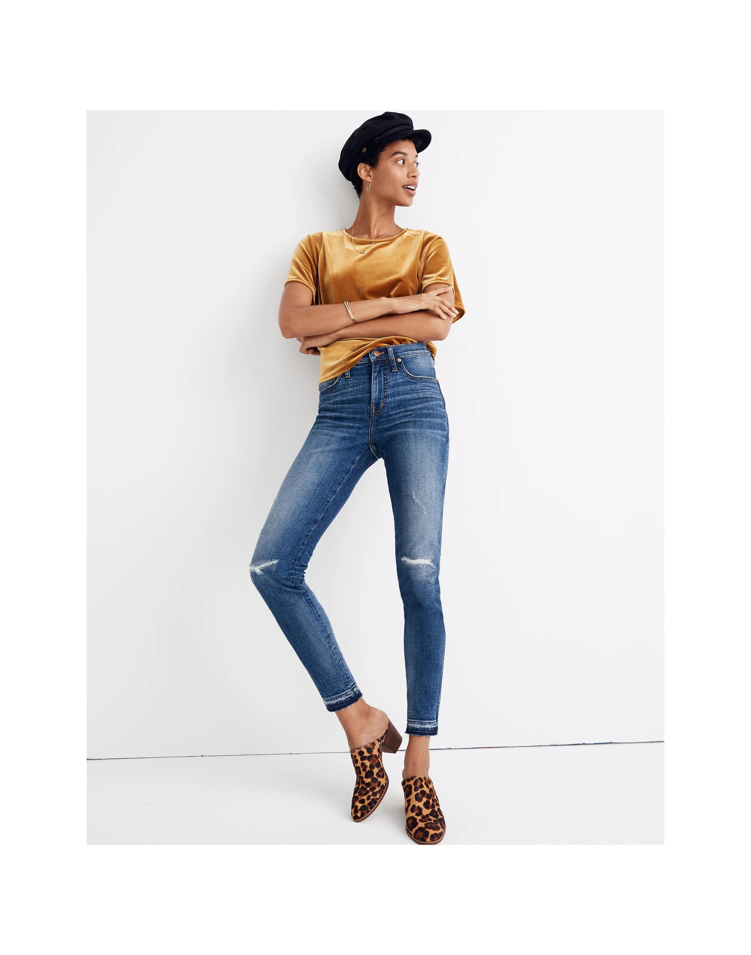 Madewell 9" Mid-Rise Rip and Repair Denim Skinny Jeans