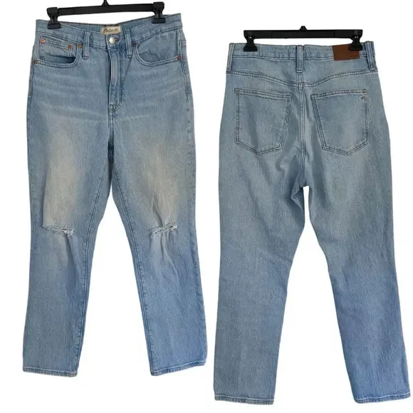 Madewell, High-Rise Slim Crop Boyjean Distressed Boyfriend Jeans, Dumas, Light