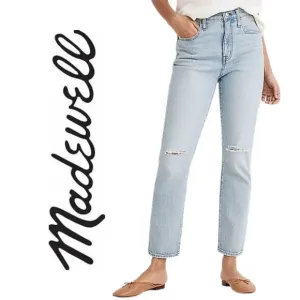 Madewell, High-Rise Slim Crop Boyjean Distressed Boyfriend Jeans, Dumas, Light