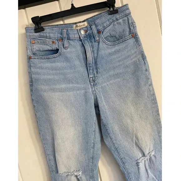 Madewell, High-Rise Slim Crop Boyjean Distressed Boyfriend Jeans, Dumas, Light