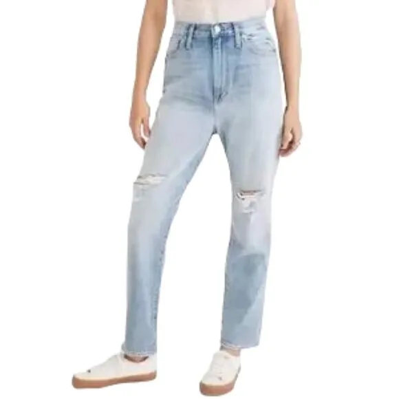 MADEWELL High Rise 'The MomJean' in Gilford Wash: Ripped Edition - Size 28