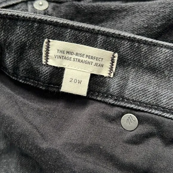 MADEWELL Mid Rise Perfect Vintage Straight Leg Jeans Plus Size 20W Rosella Black