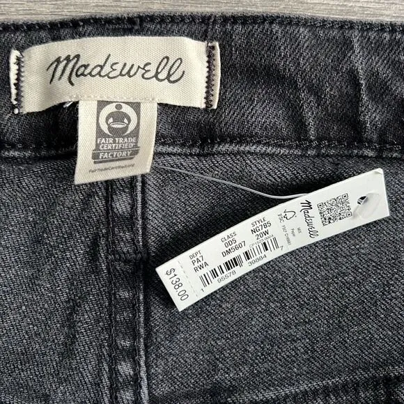 MADEWELL Mid Rise Perfect Vintage Straight Leg Jeans Plus Size 20W Rosella Black