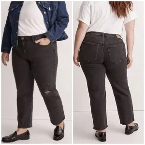 MADEWELL Mid Rise Perfect Vintage Straight Leg Jeans Plus Size 20W Rosella Black