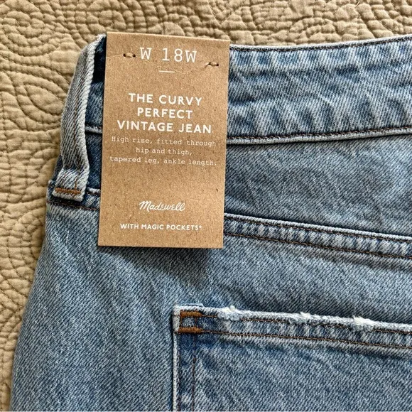 Madewell NWT Curvy Perfect Vintage Ripped High Rise Denim Jeans Women’s Plus 18W