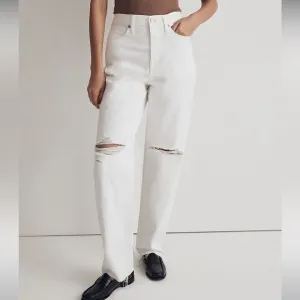 Madewell NWT Petite Baggy Straight Jeans Size 26P in White High Rise Full Length