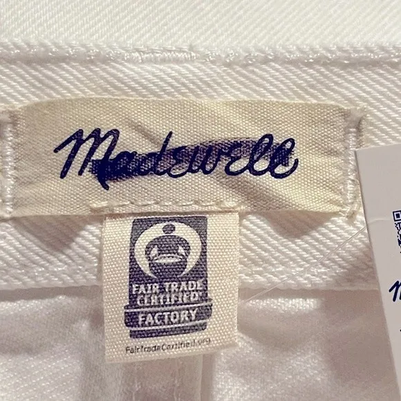 Madewell NWT Petite Baggy Straight Jeans Size 26P in White High Rise Full Length