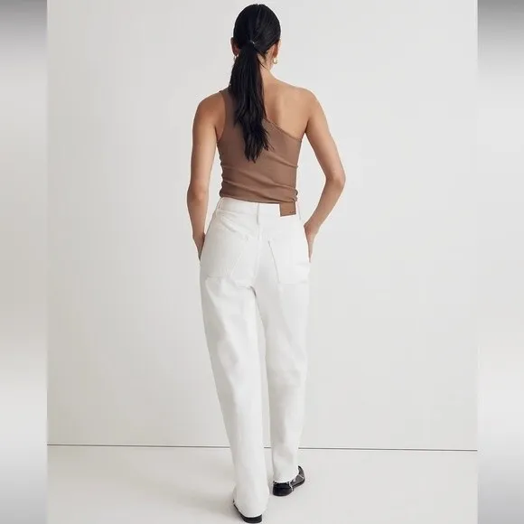 Madewell NWT Petite Baggy Straight Jeans Size 26P in White High Rise Full Length