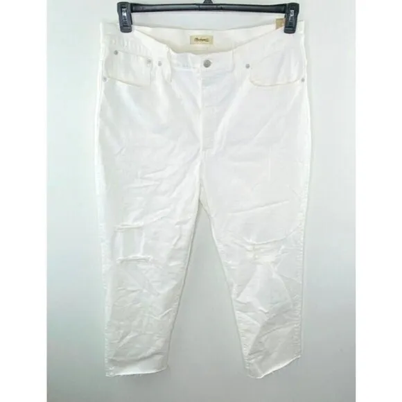 Madewell Women's $138 Perfect VIntage Straight Jean Ripped Knee Size 33 ND516