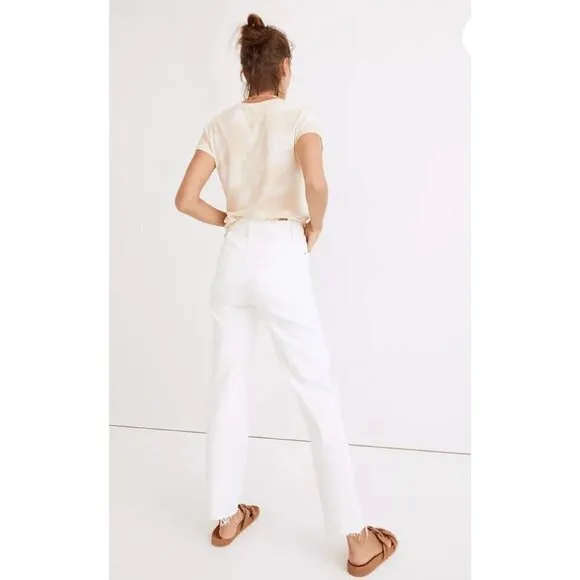 Madewell Women's $138 Perfect VIntage Straight Jean Ripped Knee Size 33 ND516