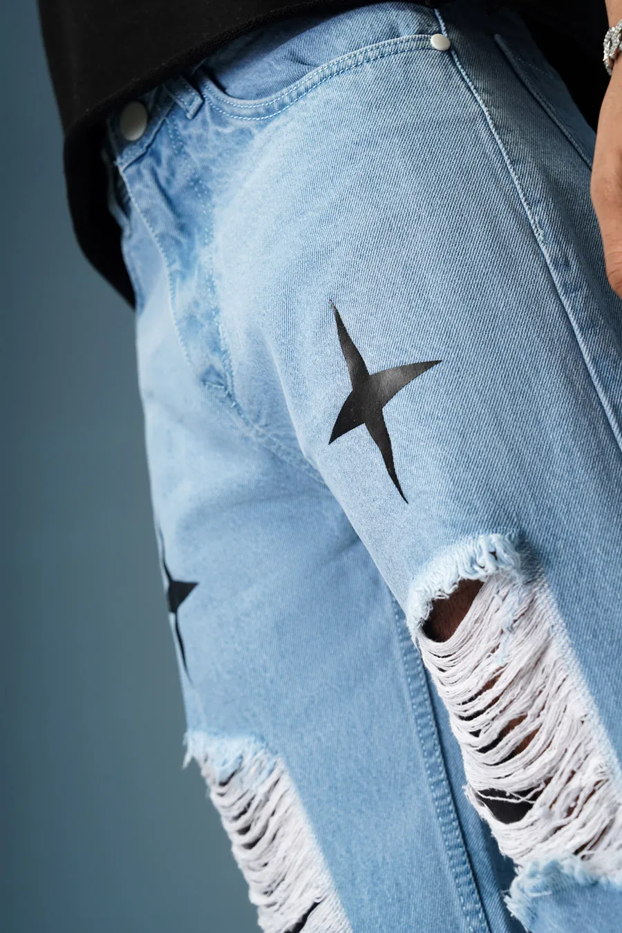 MADZEE STREET START RIPPED DENIM JEANS