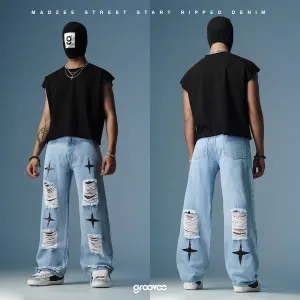 MADZEE STREET START RIPPED DENIM JEANS