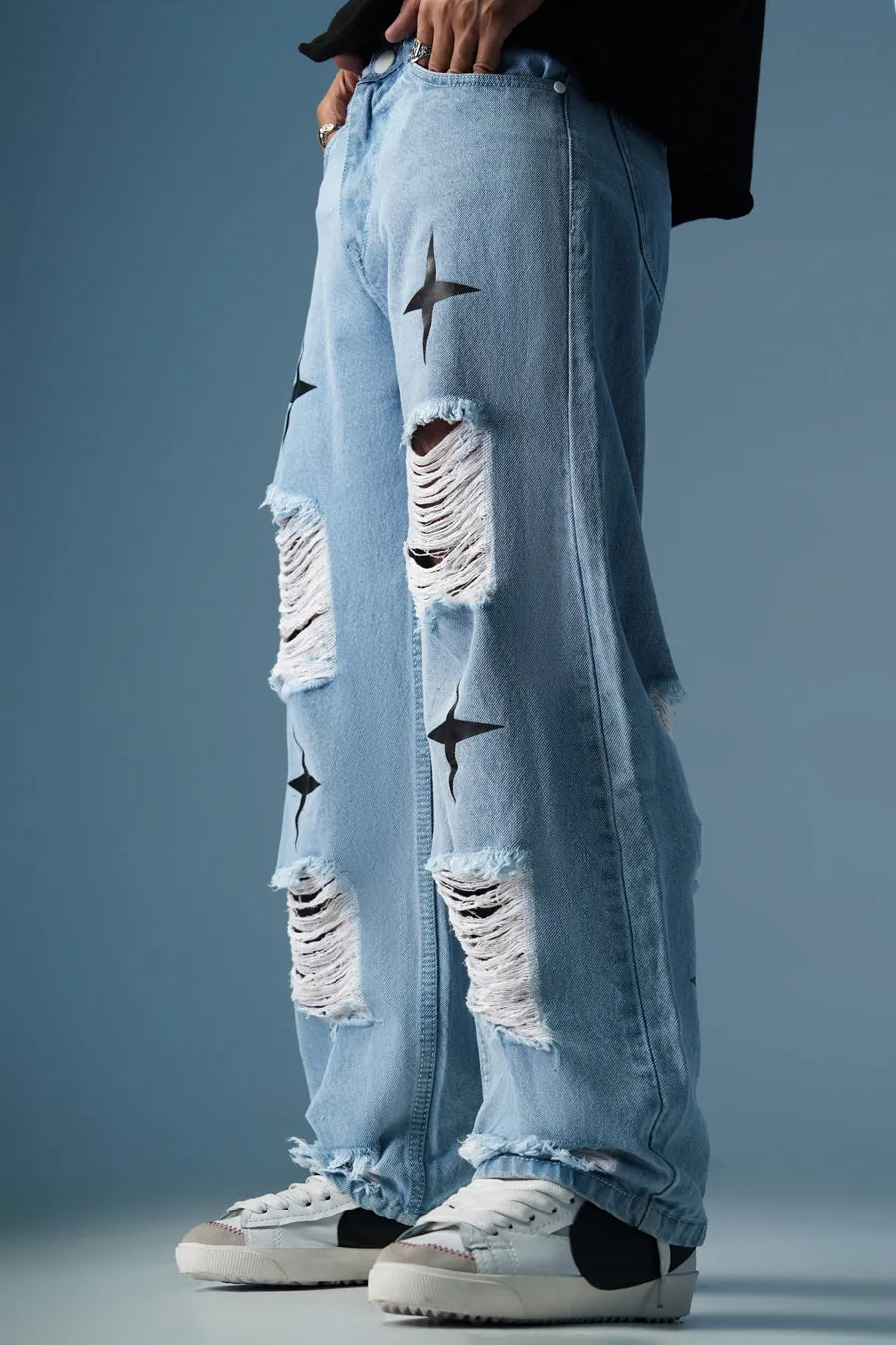 MADZEE STREET START RIPPED DENIM JEANS