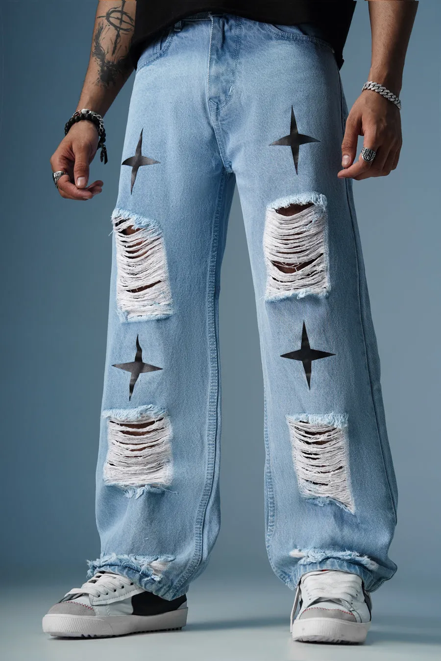 MADZEE STREET START RIPPED DENIM JEANS