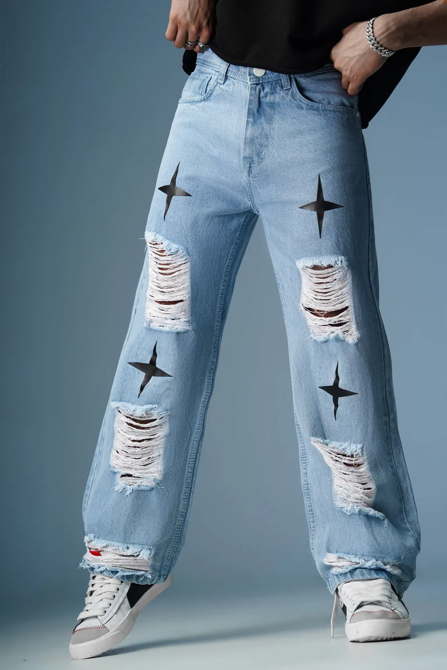 MADZEE STREET START RIPPED DENIM JEANS