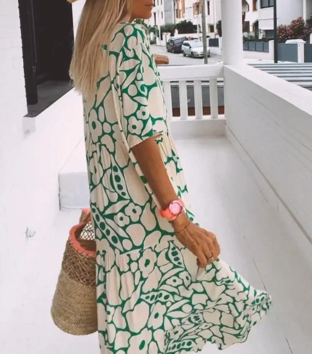 Maelle - Chic V Neck Woman's Maxi Dress
