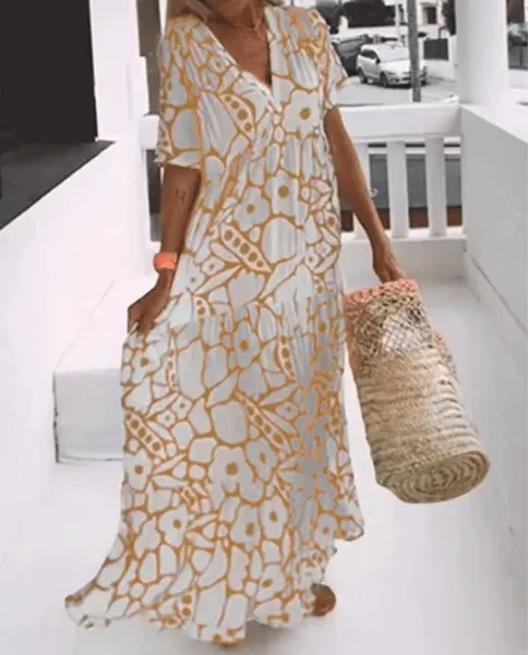 Maelle - Chic V Neck Woman's Maxi Dress