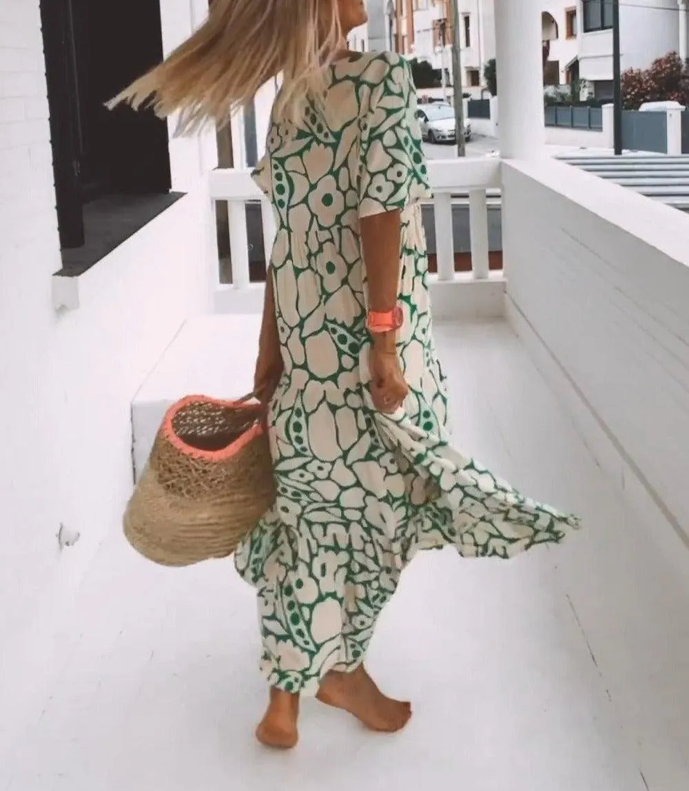 Maelle - Chic V Neck Woman's Maxi Dress
