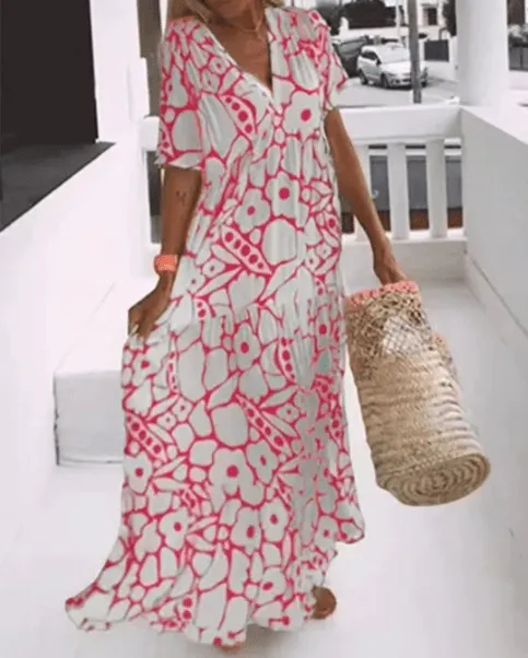 Maelle - Chic V Neck Woman's Maxi Dress