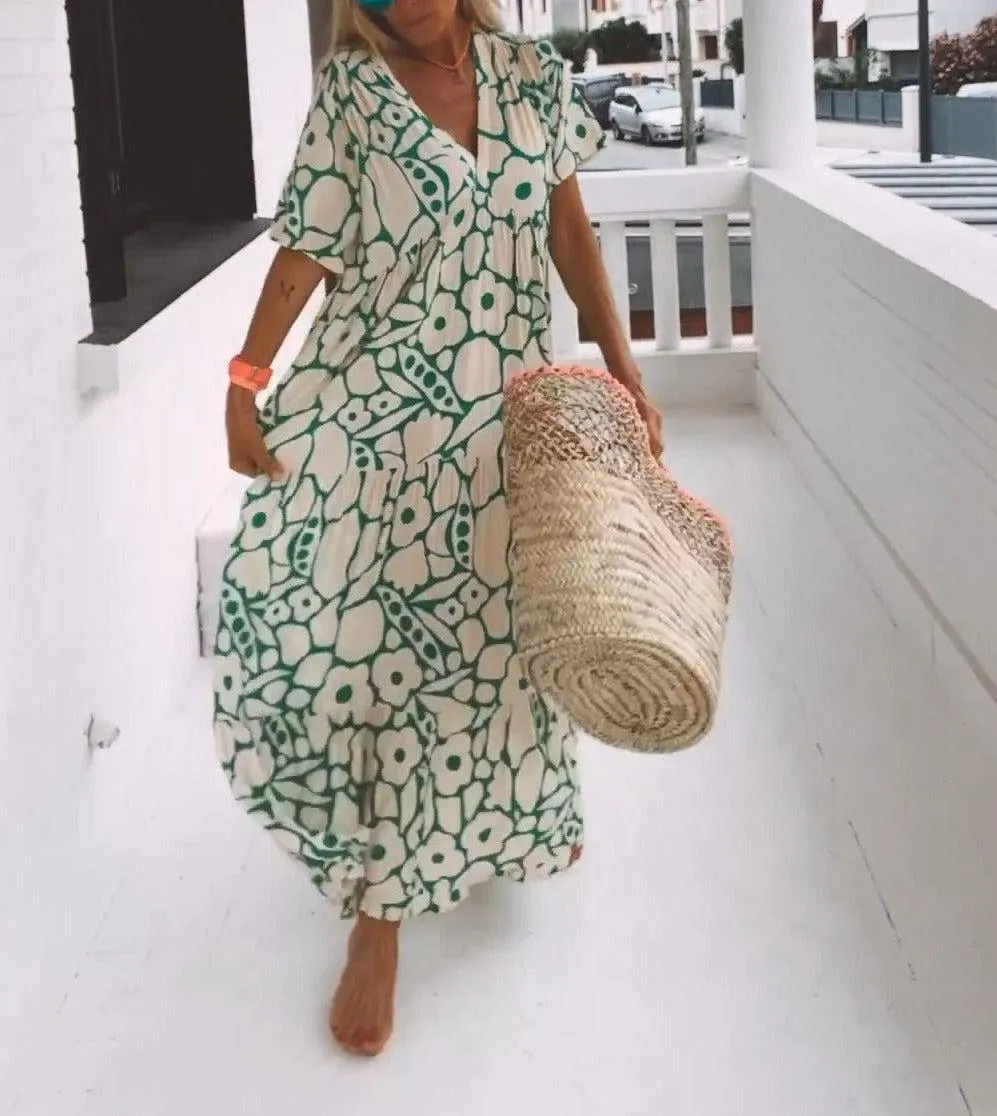 Maelle - Chic V Neck Woman's Maxi Dress