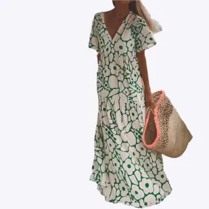 Maelle - Chic V Neck Woman's Maxi Dress