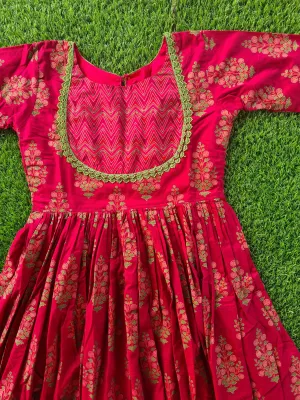 Magenta Handblock Cotton Dress