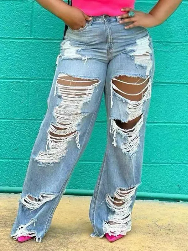 mangocouture Ripped Fringe Jeans