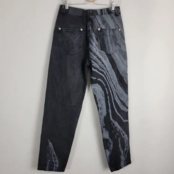 Maniere De Voir Black Distressed Denim Jeans 10 Straight Leg Street Wear US Sz 4