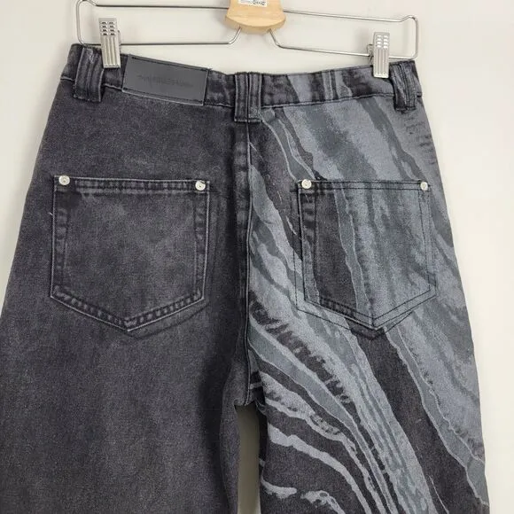Maniere De Voir Black Distressed Denim Jeans 10 Straight Leg Street Wear US Sz 4