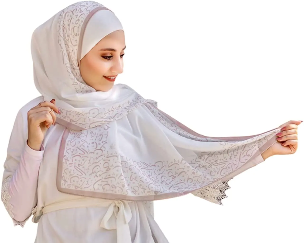 Marwa Fashion Muslim Hijab for Women - Premium Quality Hijab Scarves for Women Made up of Crepe with Arabic Writing - Sweat Absorbent and can be Used on Every Occasion Burgundy