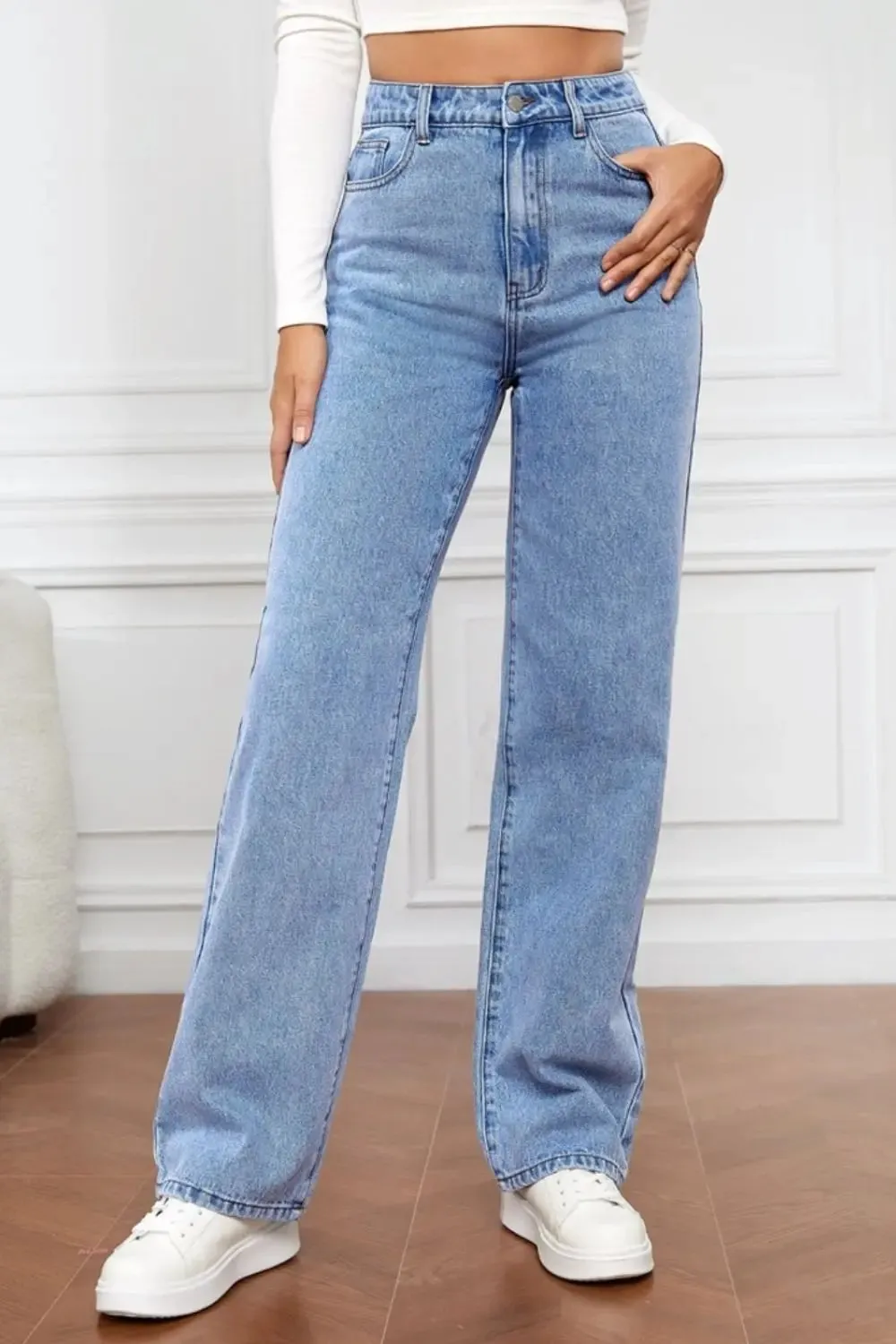 'Meadow' High Waist Straight Jeans