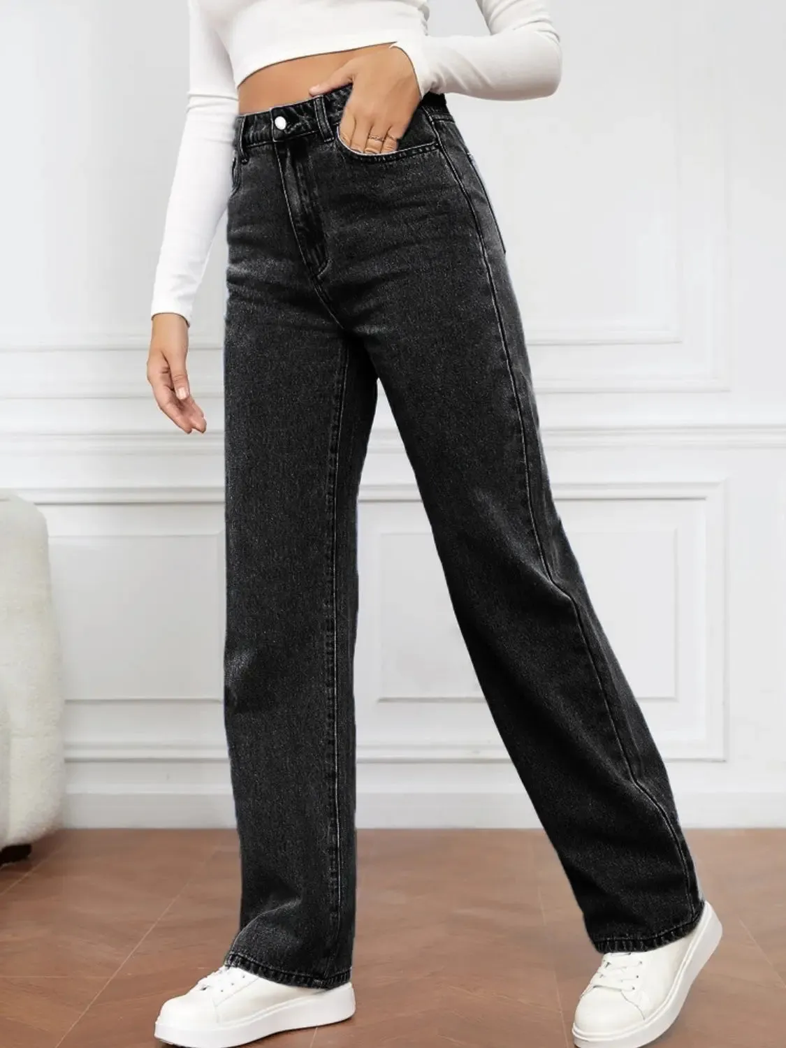 'Meadow' High Waist Straight Jeans