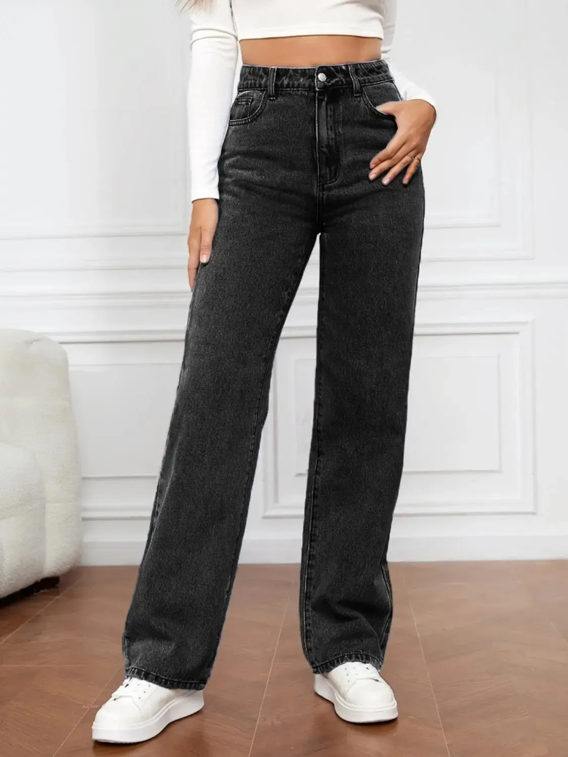 'Meadow' High Waist Straight Jeans