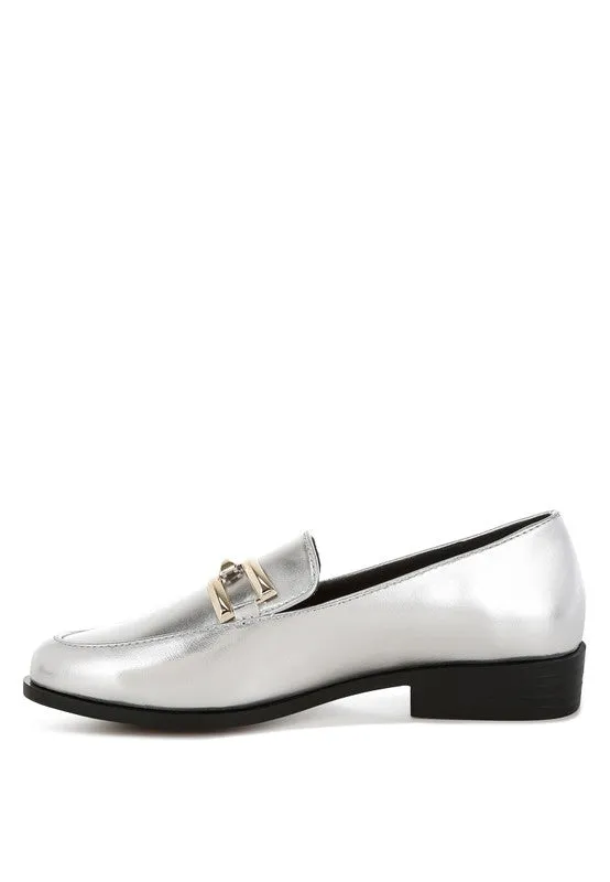 Melucine Metallic Horsebit Detail Loafers