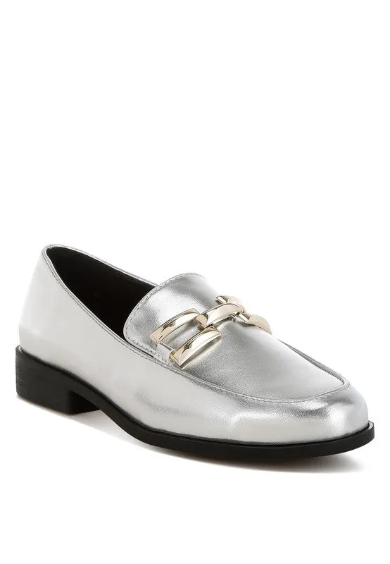 Melucine Metallic Horsebit Detail Loafers