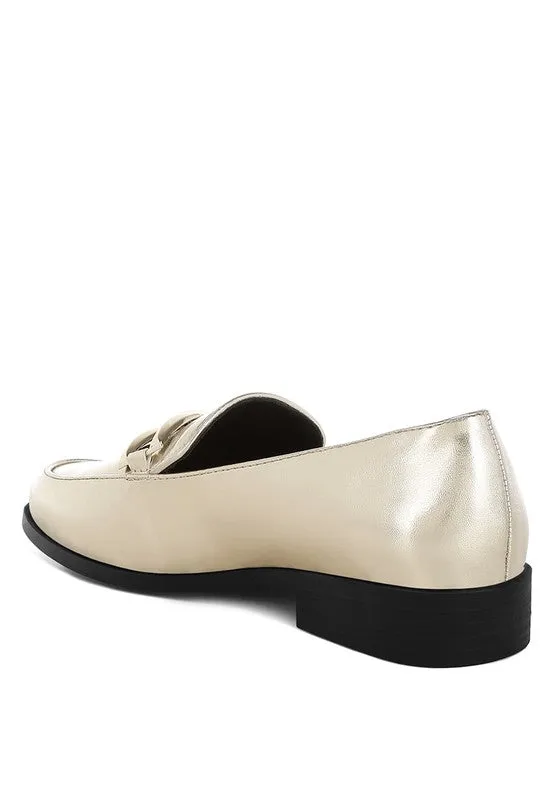 Melucine Metallic Horsebit Detail Loafers
