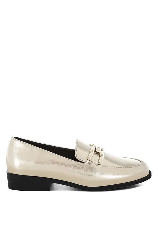 Melucine Metallic Horsebit Detail Loafers