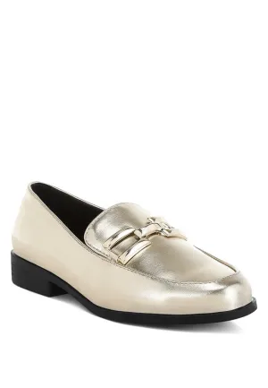 Melucine Metallic Horsebit Detail Loafers