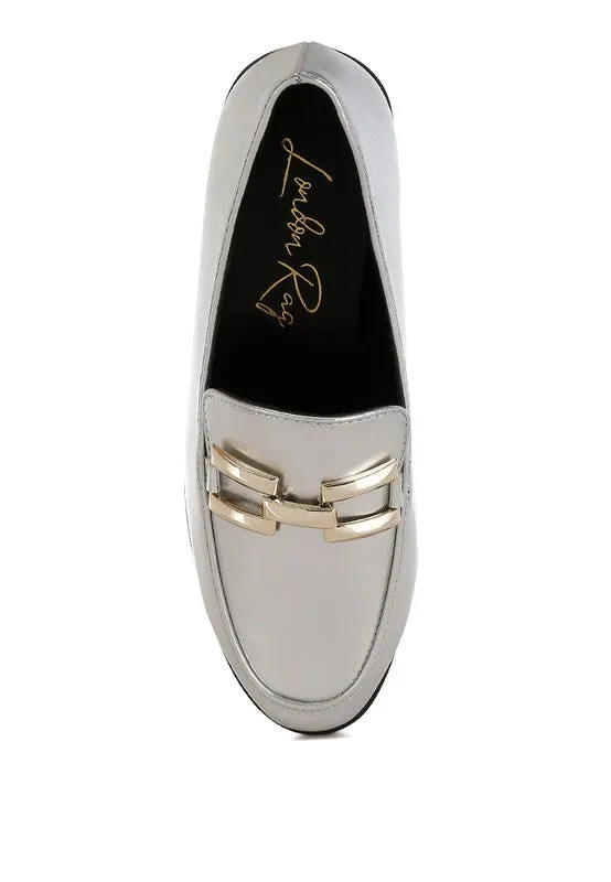 Melucine Metallic Horsebit Detail Loafers