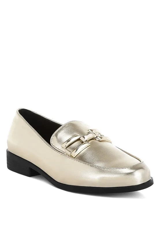 Melucine Metallic Horsebit Detail Loafers