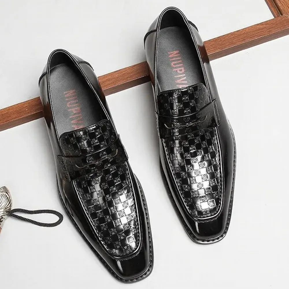 Men Loafers Cow Leather Blue Dress Shoes