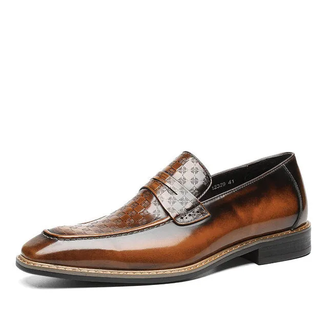 Men Loafers Cow Leather Blue Dress Shoes