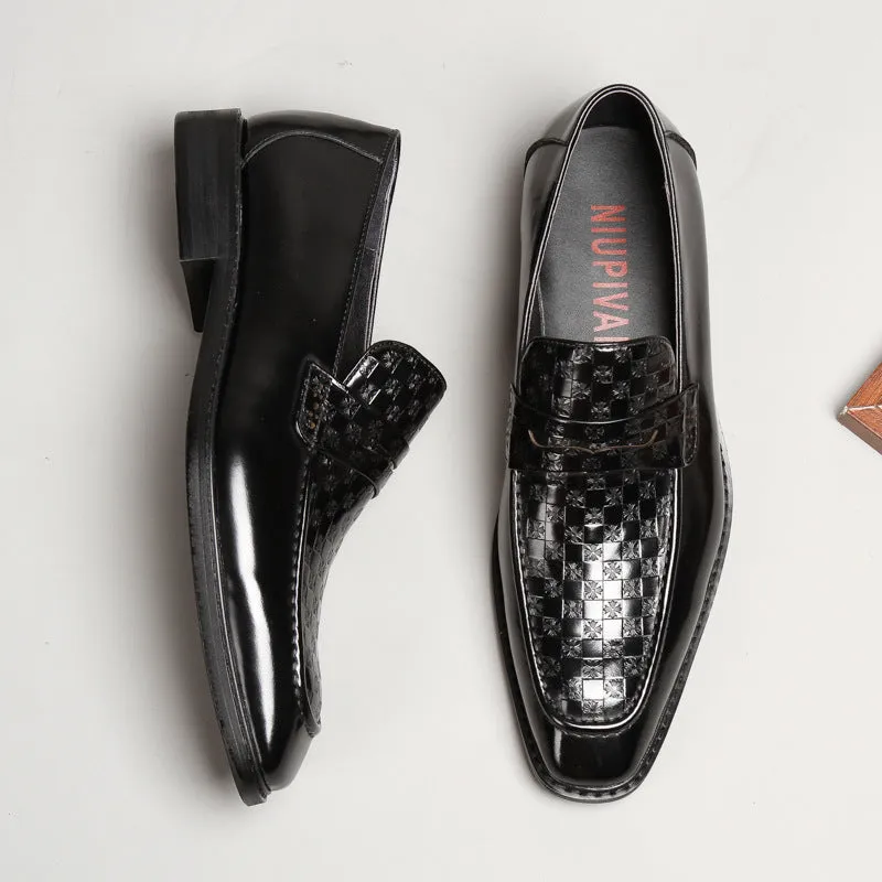 Men Loafers Cow Leather Blue Dress Shoes