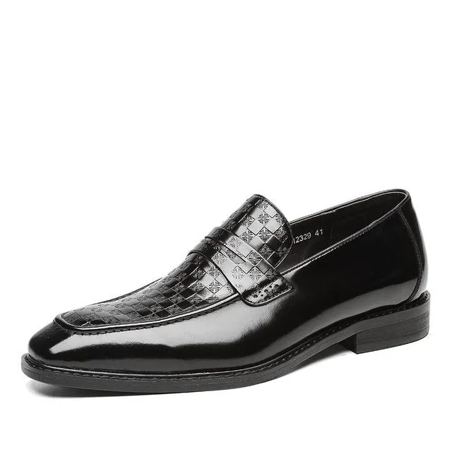 Men Loafers Cow Leather Blue Dress Shoes