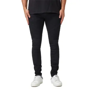 Men's Ripped Patch Jeans Basic Pleated Jeans Mid Waist Straight Pants