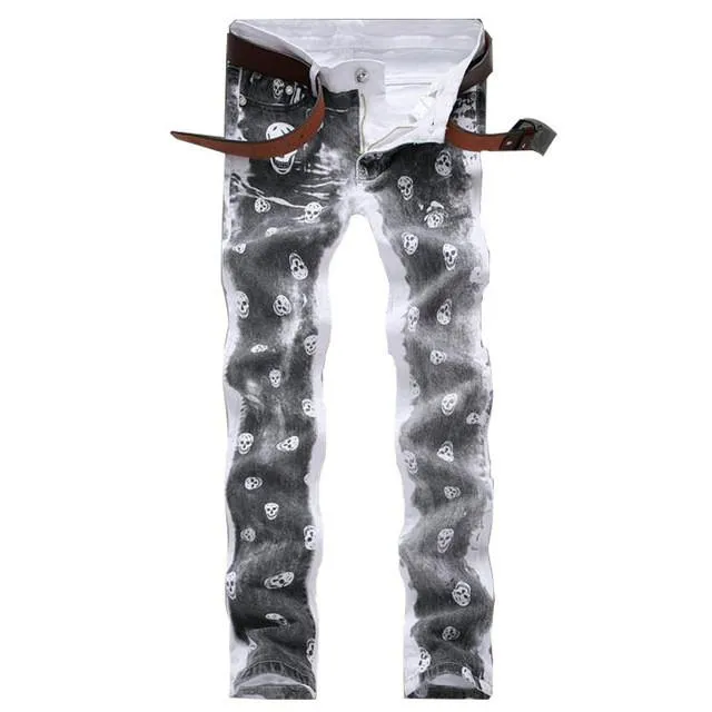 Men's Skull Pattern Jeans