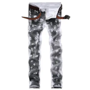 Men's Skull Pattern Jeans