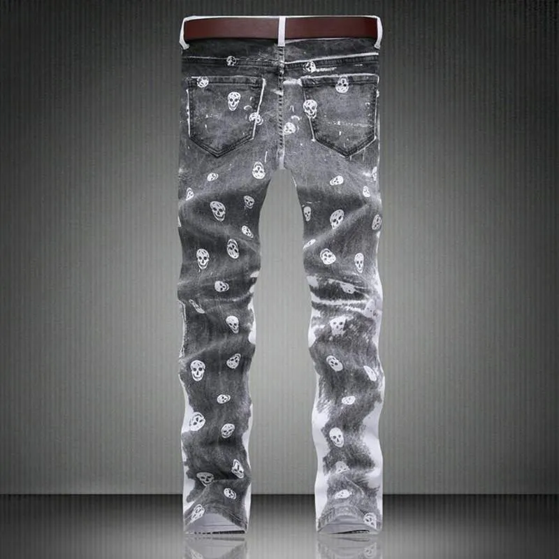 Men's Skull Pattern Jeans