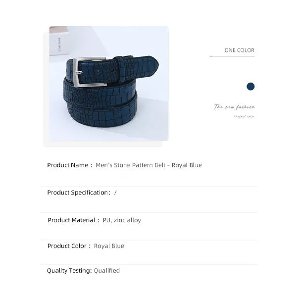 Men’s Stone Pattern Belt – Royal Blue