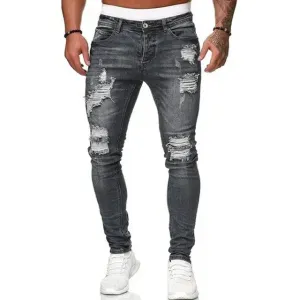 Men's Trendy Ripped Skinny Fit Jeans for Streetwear